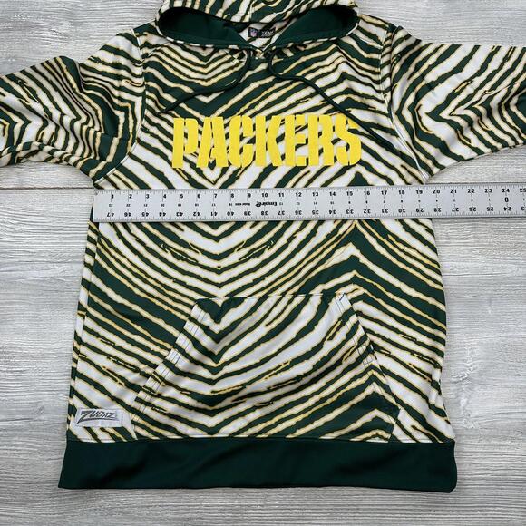 Green Bay Packers Hoodie Adult Sm/Med Green Yellow White Zubas Tiger Stripes - Picture 6 of 9
